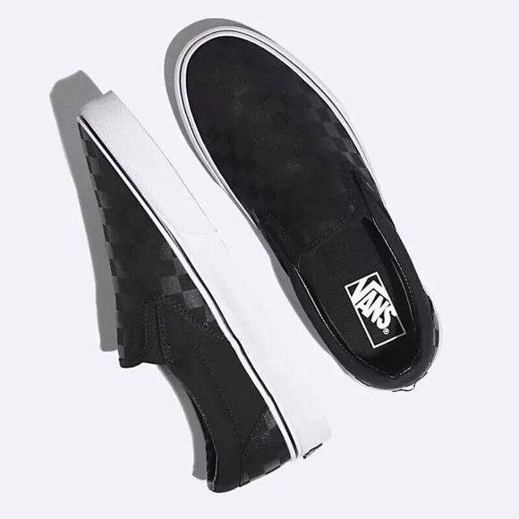 Vans Big Kid's Black Checkerboard Slip-On Sneakers Shoes Size 4 - Picture 4 of 12